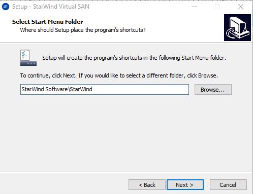 13. Specify Start Menu Folder.