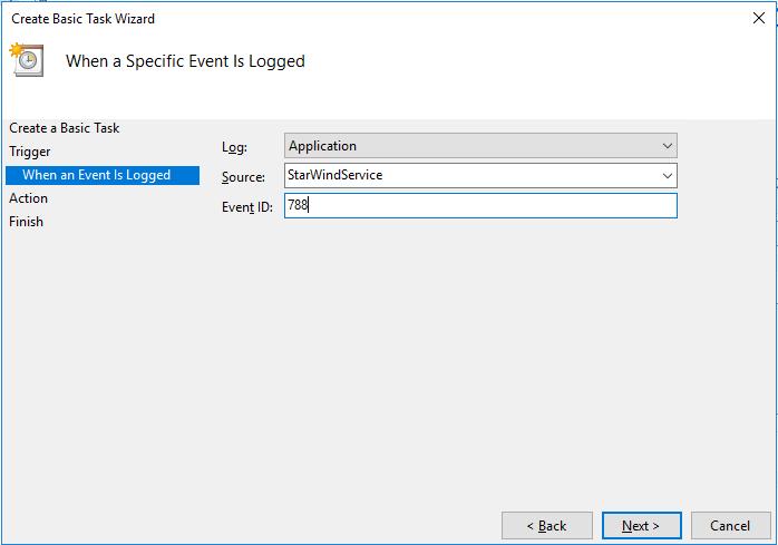 26. Select Application in the Log dropdown menu, type StarWindService as the