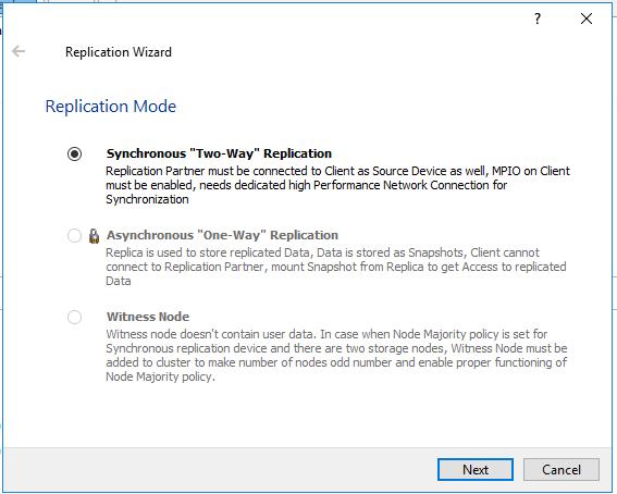 48. Select Synchronous two-way replication as a replication mode and click Next to proceed.