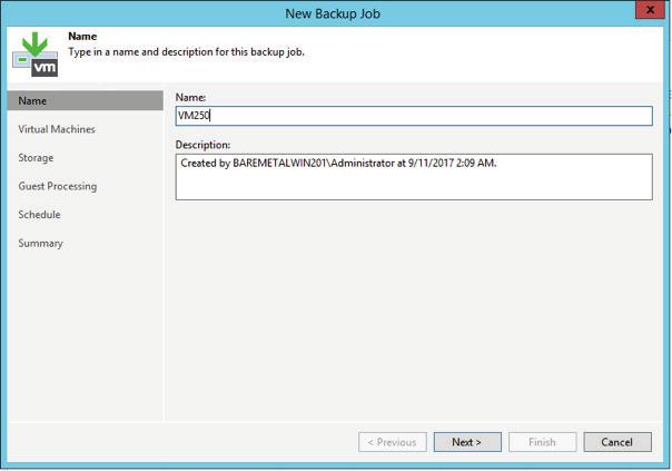 VEEAM BACKUP JOB SETUP AND RESULTS We moved on to setup our Backup Job for the 250 virtual machines and applied a few specific job settings.