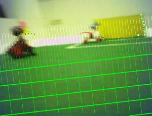 a) b) c) Fig. 1. Different scanlines and grids. a) The main grid which is used to detect objects on the field. b) The grid lines for beacon detection. c) The grid lines for goal detection.