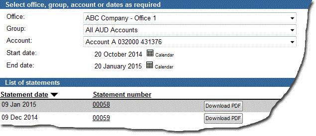Viewing Account Information Viewing account statements Corporate Online provides access to the last 7 years of statements for Westpac accounts domiciled in Australia (or from date account was opened