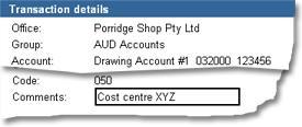 Viewing Account Information Transaction comments The Accounts application allows you to add comments to transactions.