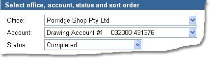 Stop Cheques 3. Select the account you want to export and a status of Completed then click the Update list button. All completed stops for the selected account will be included in the export. 4.