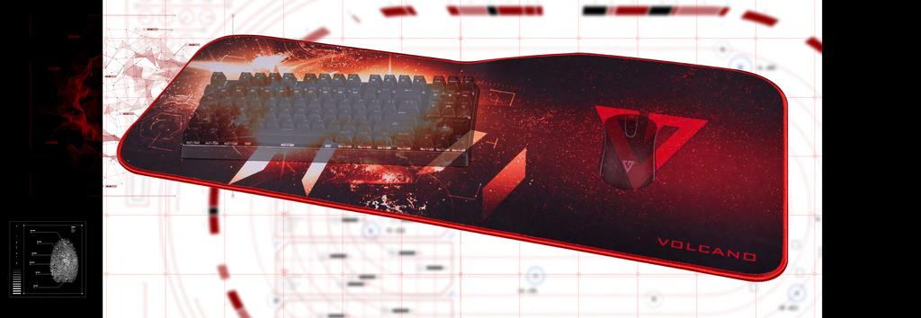 VOLCANO KEYBOARD AND MOUSE PAD - durable but soft fabric with smooth surface - red edging - 800
