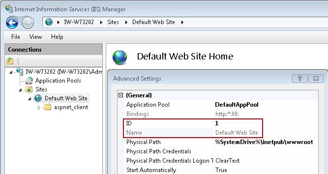 Installation Prerequisites 4. Select Sites. Right-click the Default Web Site. Or right-click the first site listed, if Default Web Site is not listed. Select the Manage Web Site > Advanced Settings.