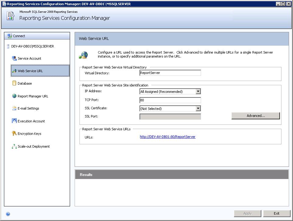 Configuring SQL Server Reporting Services 3.