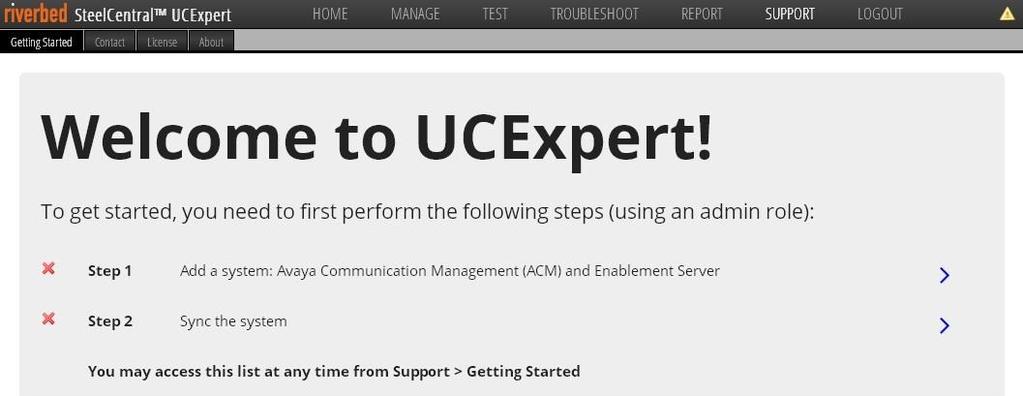 7.2. Administer Systems The Welcome to UCExpert! screen below is displayed.