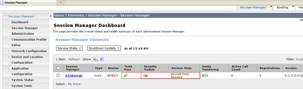 6.2. Verify System Properties From the main screen of the web interface, choose Session