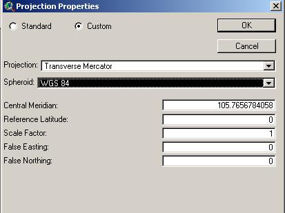 From the View Menu, Choose Properties Click the Projection Select Custom Projection: Transverse Mercator