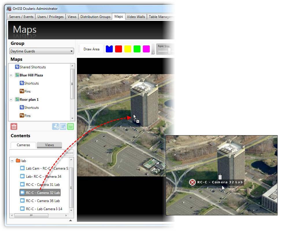 Ocularis Administrator Ocularis Administrator User Manual Working with Maps Once maps are selected for use in the Maps tab, you can configure it by: Add Cameras to A Map Add Views to A Map Link one