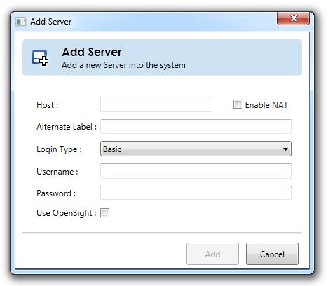 Ocularis Administrator User Manual Ocularis Administrator 1. In the Servers / Events Tab, click the Add button. Figure 6 Add Server 2.