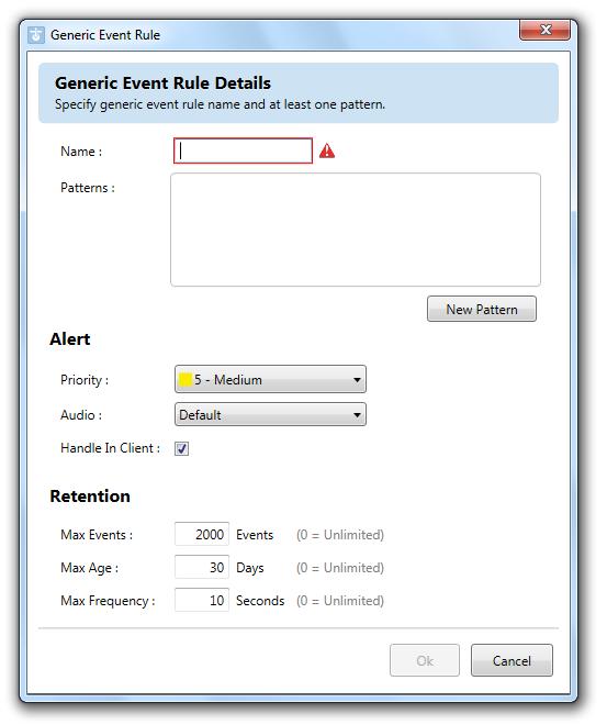 Ocularis Administrator User Manual Ocularis Administrator TO DEFINE A RULE FOR A GENERIC EVENT CONNECTION Be sure to first define an event source prior to defining a rule.