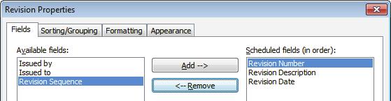 Creating Custom Templates Task 2 - Add a Revision Schedule. 1. In the title block Family Editor, in the View tab>create panel, click (Revision Schedule). 2. In the Revision Properties dialog box, Fields tab, set up the fields as shown in Figure 1 53.