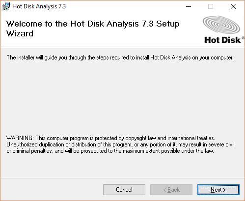 Installation Instruction for Hot Disk TPS 7 2.