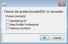 Managing Licenses To surrender a license You can move a license to an installation of GeneSpring on another computer by surrendering the license on the current computer and activating it on the other
