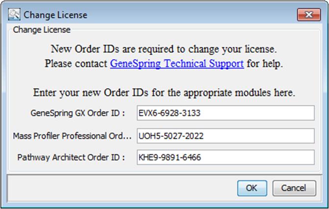 Managing Licenses To add or change a license There are a number of different license types available for GeneSpring, for example, a trial license or purchased licenses for any of the four available