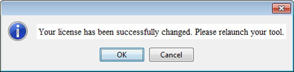 Managing Licenses Figure 15 Successful license change confirmation 4 Click OK to acknowledge the successful license change. GeneSpring shuts down.