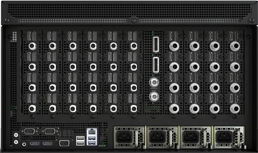 Connectivity Flexible, scalable and customizable I/O configurations with card slot design Each channel = 4K support reducing the need for additional channels and cables Universal input/output