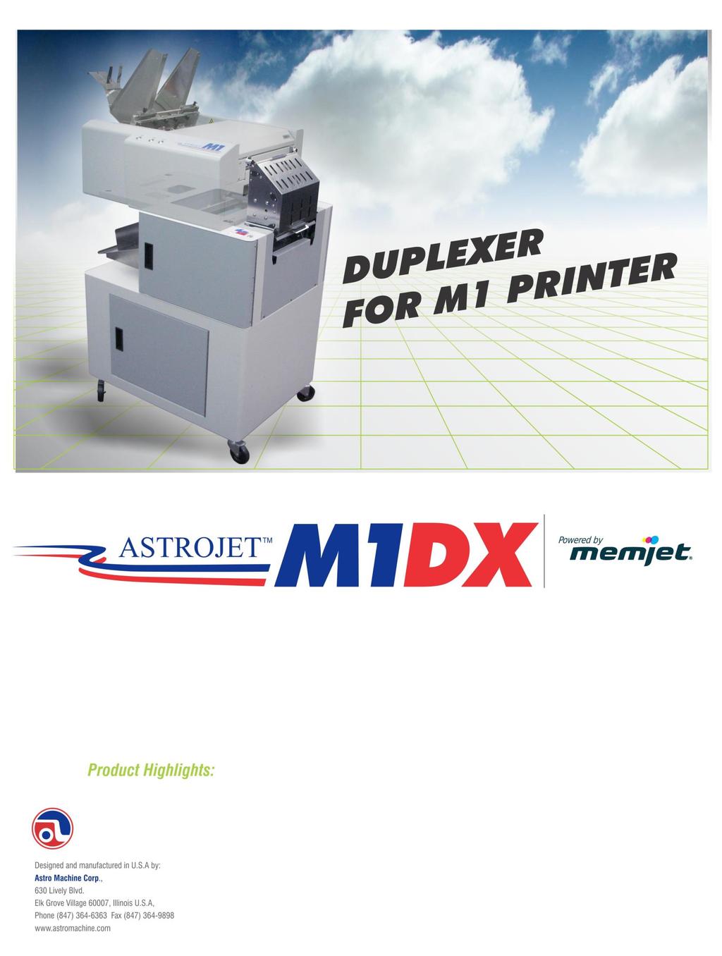 Converts your standard M1 Printer into a full color Duplex Printer! Print quality up to 1600 dpi for sharp graphic images in full process color.