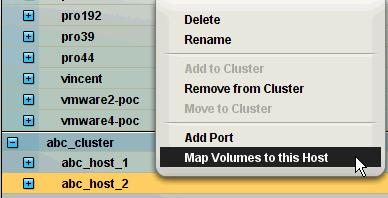 3. Go back and map a private volume for the other hosts in the cluster.