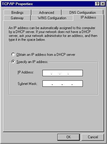 Select Specify an IP address, then input the following settings in respective