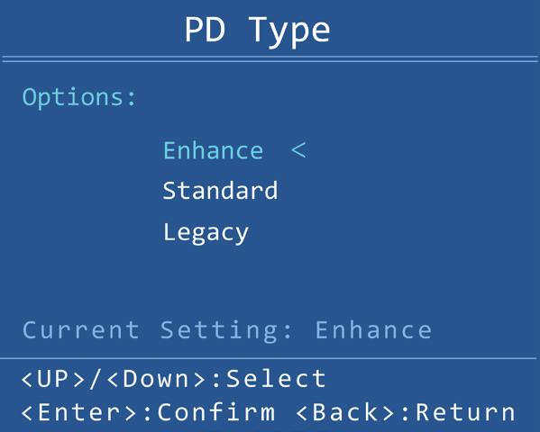 2.3.4 PSE Port Enable Allows user to disable or enable per port function. The default is Enable. 2.3.5 PD Type Changing the power-up mode can let non-standard PDs pass the procedures of power delivery process.