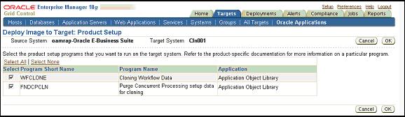 4-38 For the Product Setup task, select the product setup programs to be run during the clone operation.