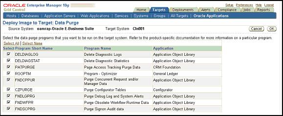 For the check list, select products for which to run diagnostic tests upon completion of the clone
