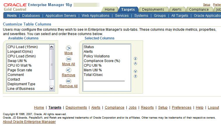 Descriptions of the available "summary" metric columns can be found in the section The Oracle Applications System Home Page, page 3-4.