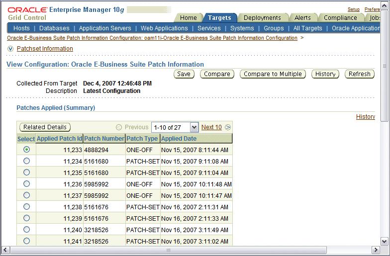 Patch Information The Patch Information view provides information about all the patches that have been