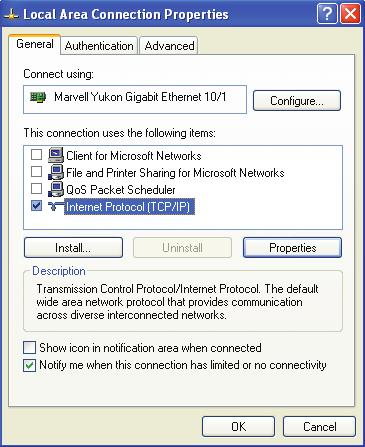 Windows 7 & 8 users, click <Network and Sharing Center> for the Network & Sharing Center Window. Figure 12: Local Area Connection Properties Window 5).