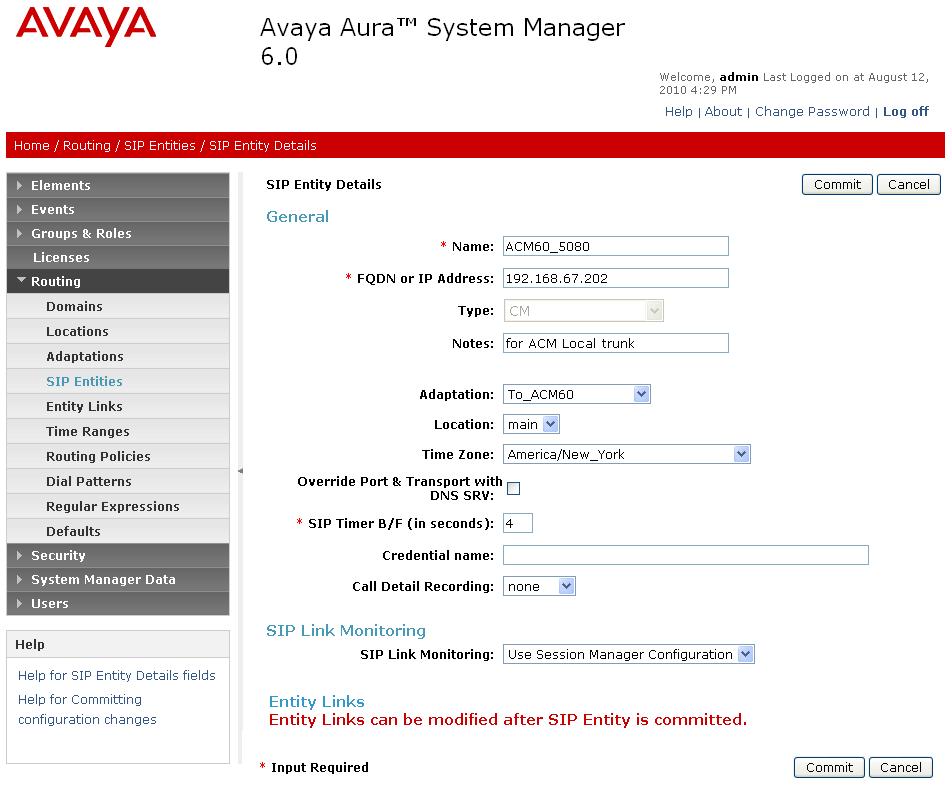 4.6.3. Avaya Aura Communication Manager SIP Entity SIP Endpoint Calls. Because of the shuffling limitation noted in Section 1.