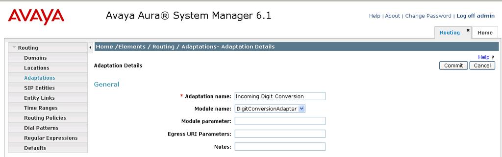 5.3. Configure Adaptations Session Manager can be configured to use an Adaptation Module to convert SIP headers in messages sent by Sprint to Communication Manager, and between Communication Manager