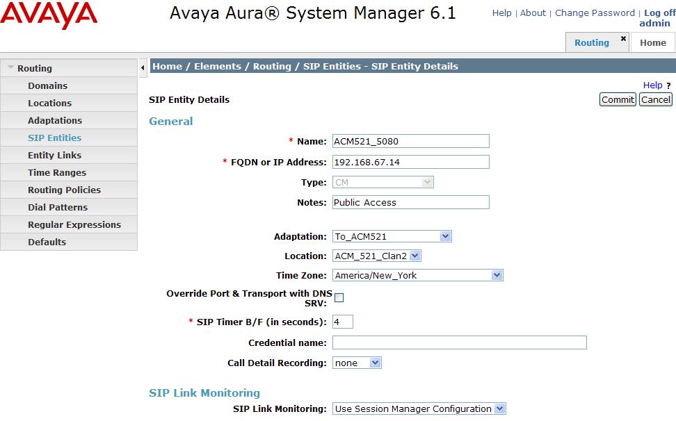5.4.3. Avaya Aura Communication Manager SIP Entity Local. Configuration for this entity is similar to the entity configured in Section 5.4.2.