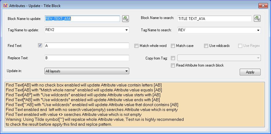 Update single or multiple attribute values in All/Selected layouts.