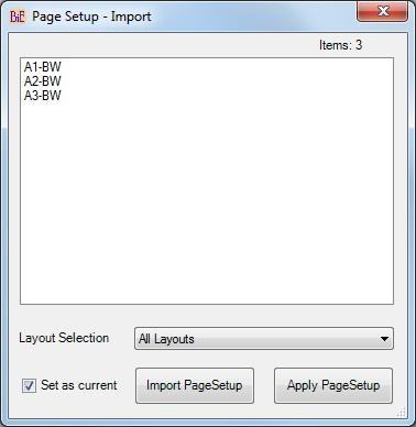 . Model - Set Current: Sets the current space to Model space. Page Setup - Import: Imports page setup to all/selected layouts and set us current.