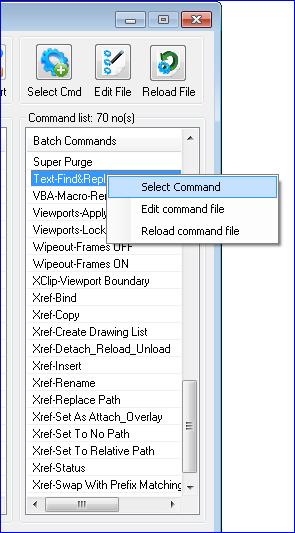 Select Commands for Batch Process: There are three methods available to select commands for batch 1. Double click on the command to select for batch process 2.