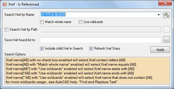 Include child Xref in Search: Includes the child xref in the search of references.