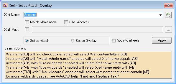 Find Xref by path: Xref can be searched by its path, if more than one reference name having same path then all reference names will be repathed to new path