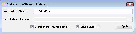 Xref Swap with prefix matching This command was added when there was a situation where users created xref name without a standard naming convention for xref prefix Previous xref names were,