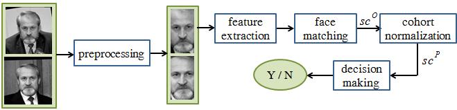 JOURNAL OF L A TEX CLASS FILES, VOL. X, NO. X, MONTH YEAR 5 Fig. 6. Overview of our face pair matching process using cohort score normalization.