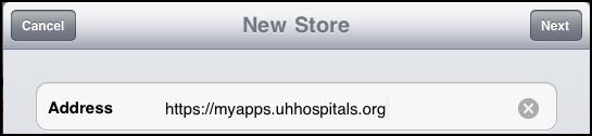 3. Tap in the Address field and type: myapps.uhhospitals.