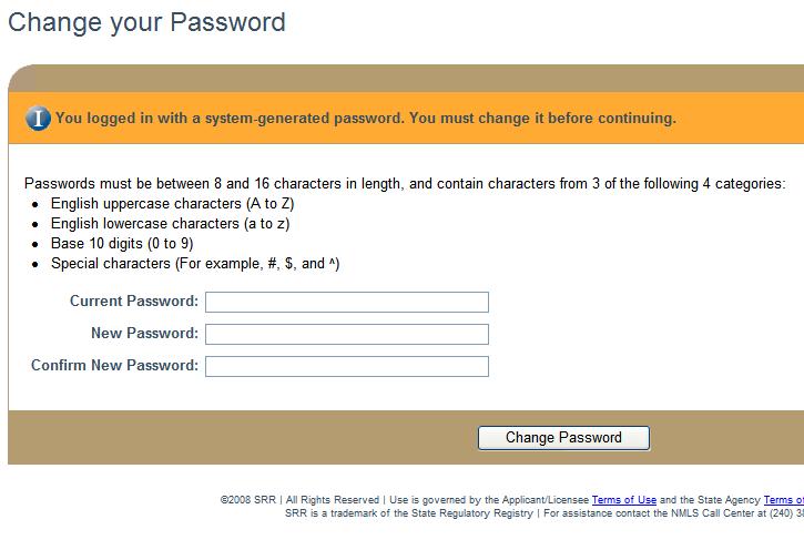 After logging in you will be required to change your password.
