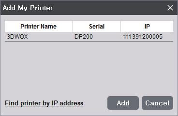 <Add Local Printer> Automatically searches the printer that is connected by the USB Cable and displays it on the screen.