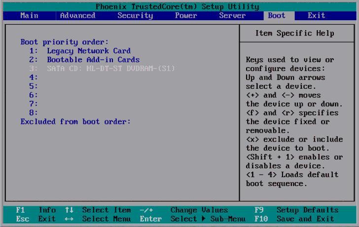 Figure 4: Boot priority order In the Advanced menu of the BIOS Setup select Peripheral Configuration and enter the submenu.