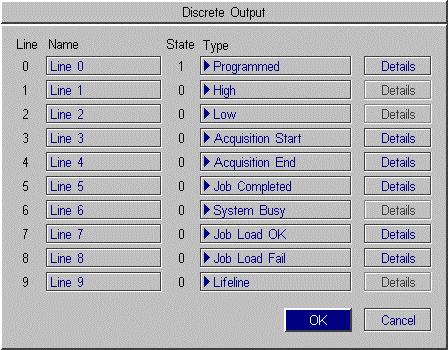 Step 3 Configure the Output Lines 1. Open the Settings menu as in Step 5, but this time highlight Discrete Output to open the Discrete Output dialog. 2.