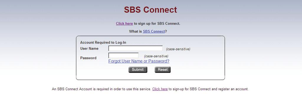 SBS EXTERNAL HEALTHCARE REVIEW USER GUIDE Create New Account Register an Entity View Attachment Upload Attachment SBS CONNECT CREATE NEW ACCOUNT Before using SBS Connect for the first time, 1) create