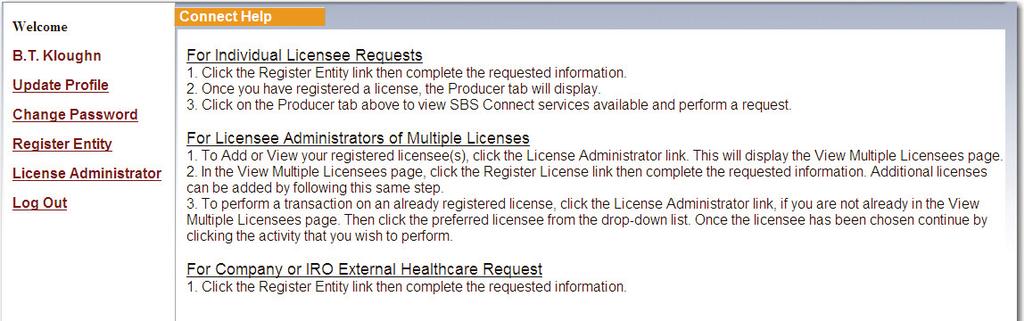 Welcome Page 2REGISTER AN ENTITY Before any activity can be performed using this SBS Connect account uploading an