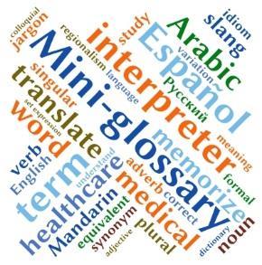 How do mini-glossaries help engage and develop a professional community of interpreters?